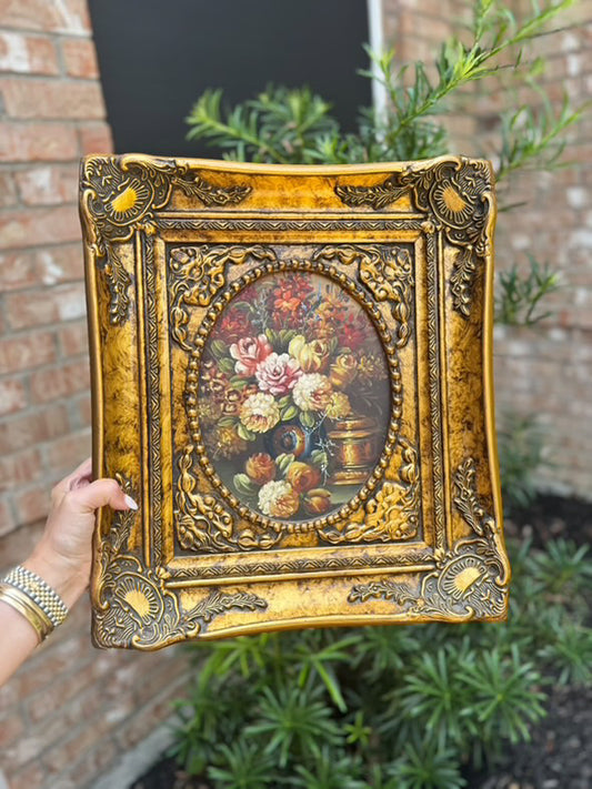 Vintage Floral Oil on Canvas Painting