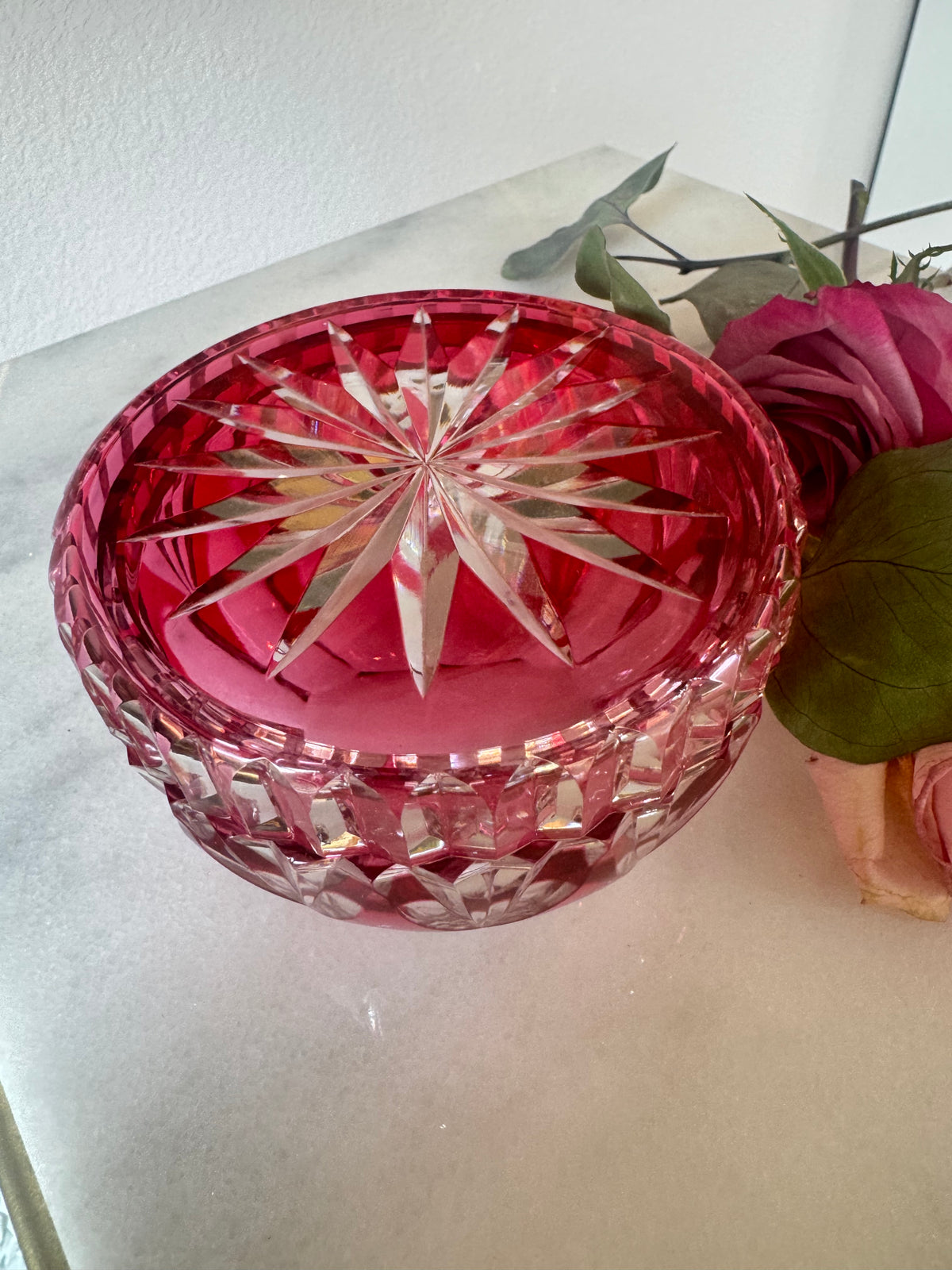 Saint-Louis Cranberry Crystal Powder Box