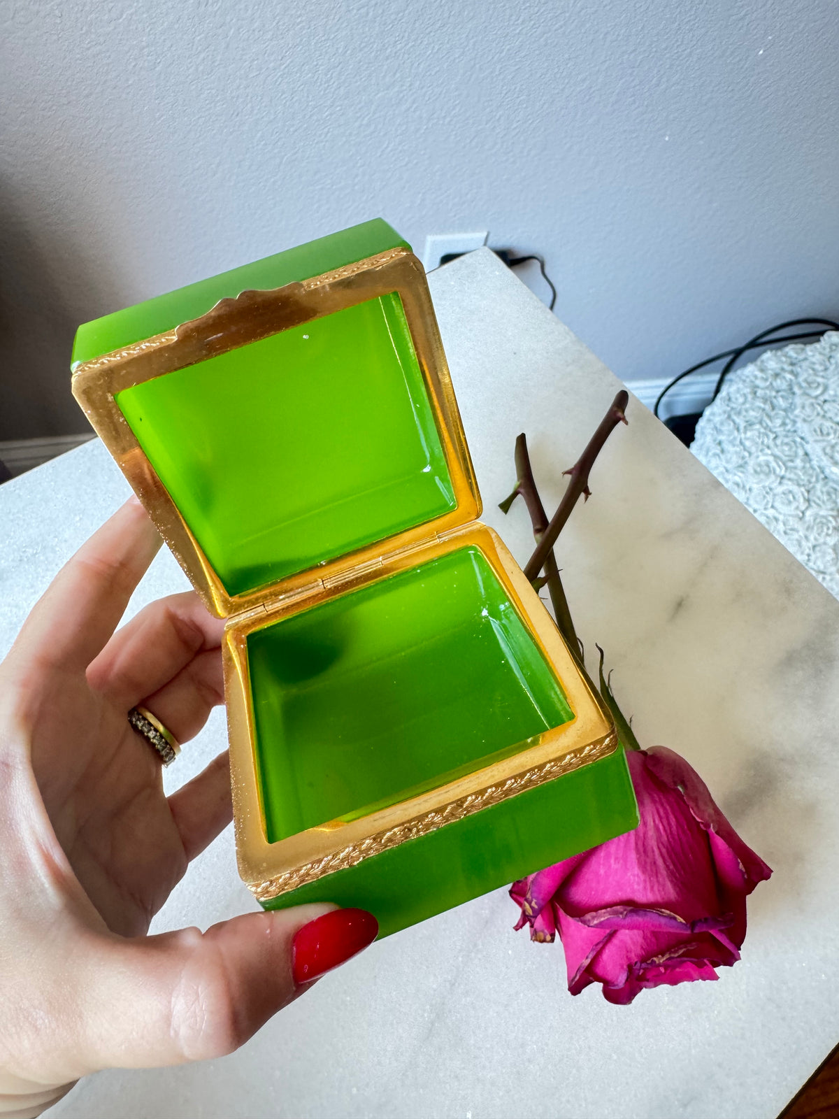 Green Opaline Casket