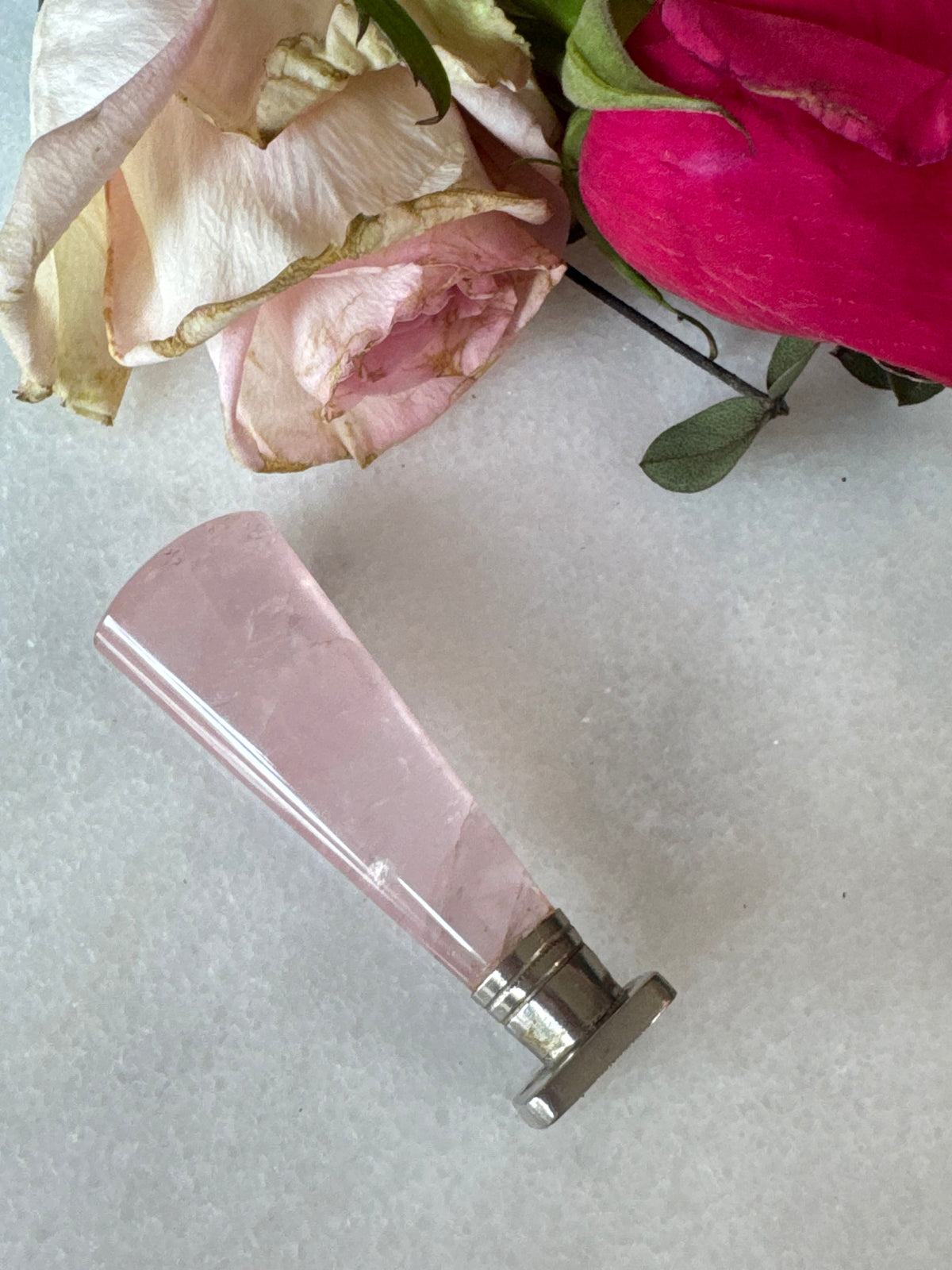 19th Century Rose Quartz Wax Seal, HS Monogram