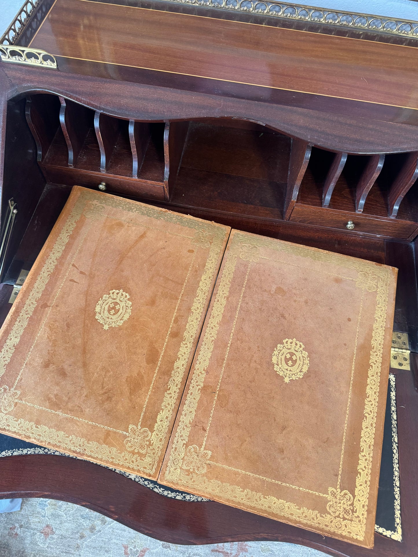 Antique French Royal Gilt-Tooled Leather Desk Mat