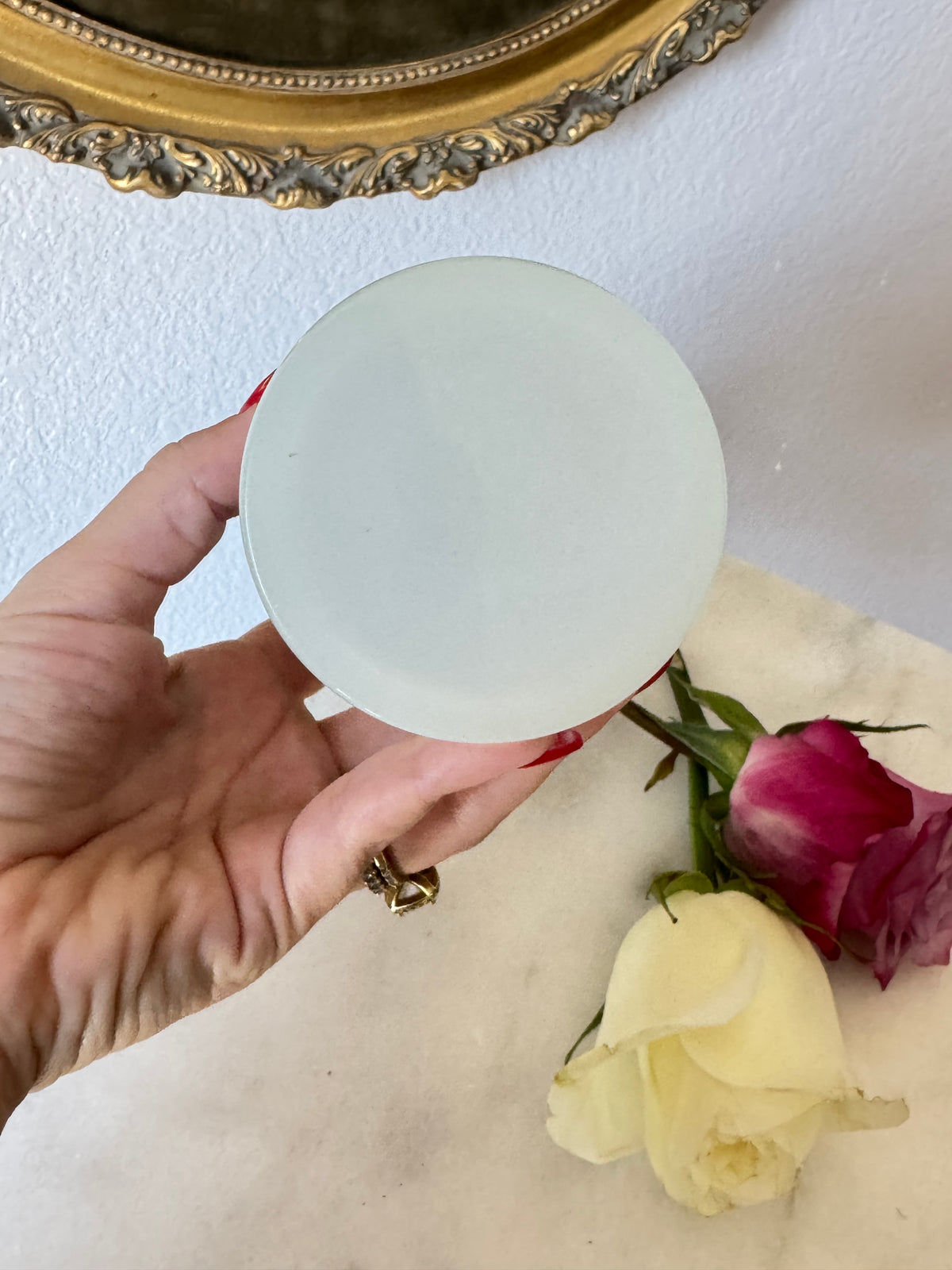 Vintage White Opaline Casket