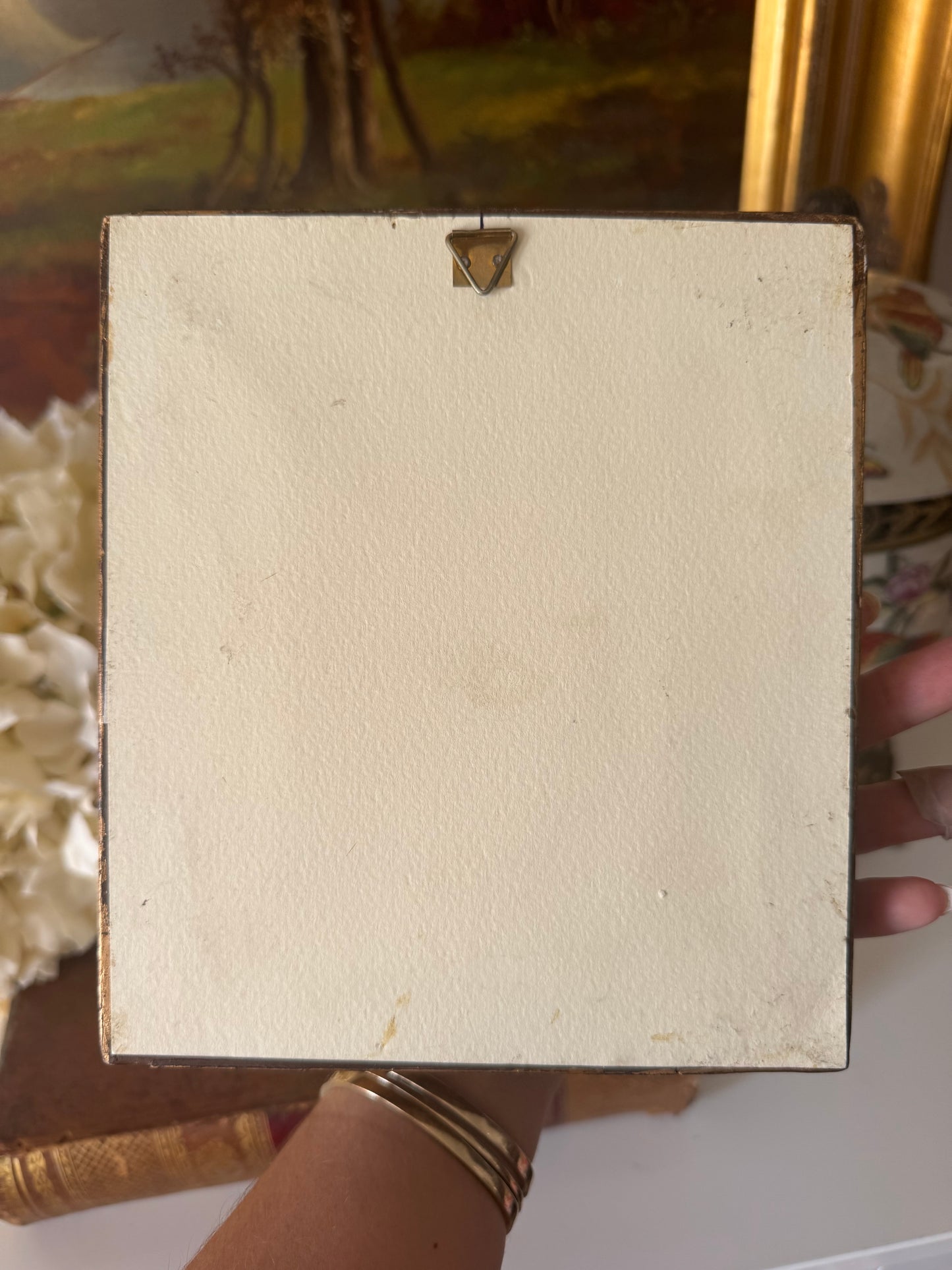 Vintage Pink Floral Oil on Board Painting