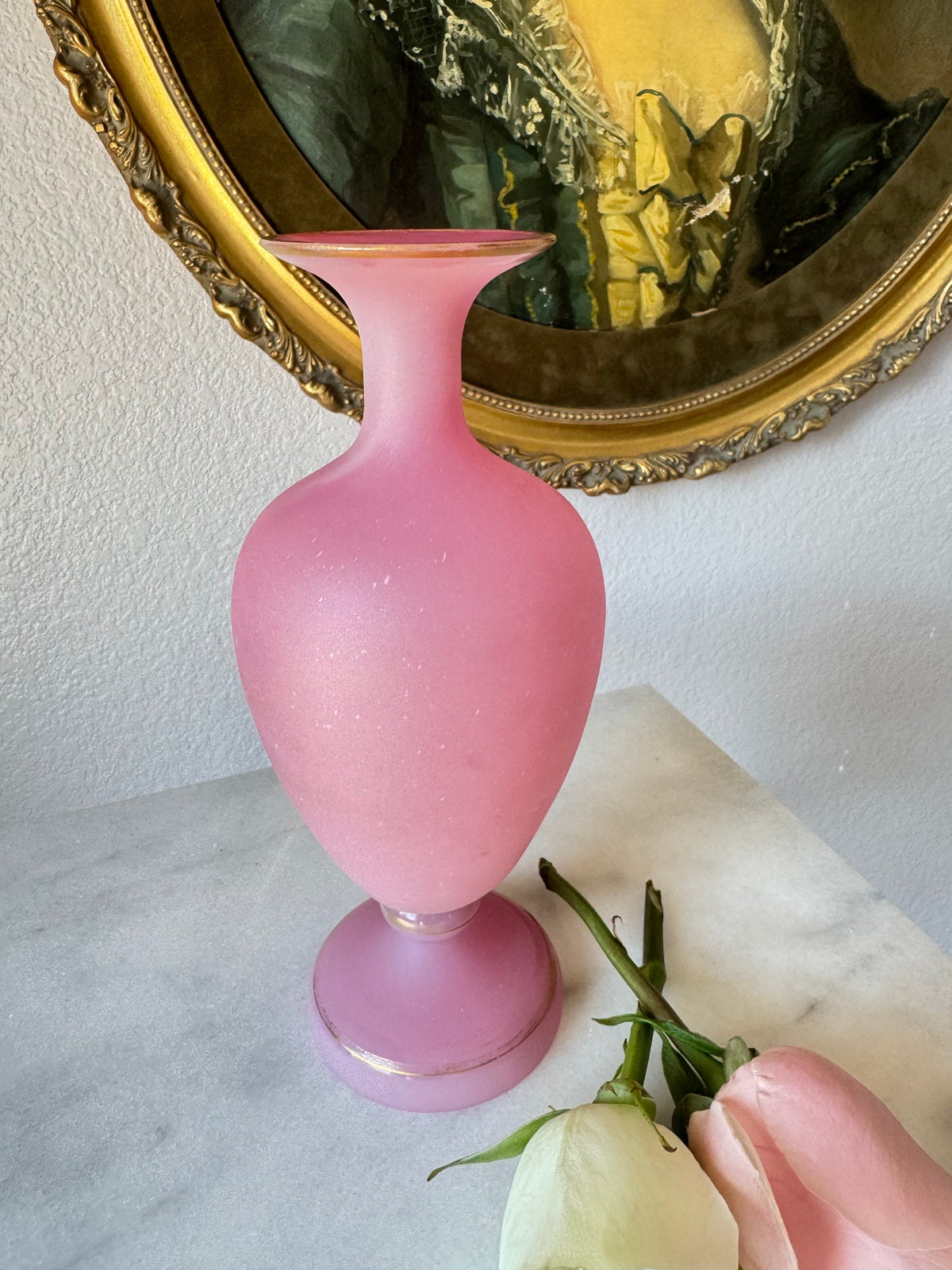 Antique Pink Opaline Vase