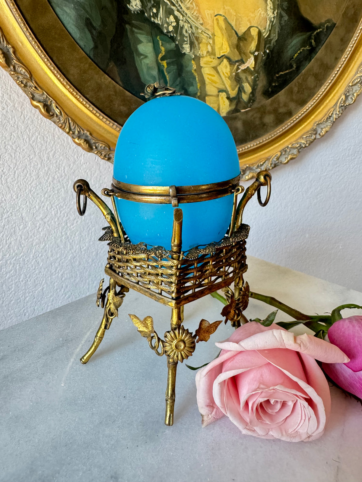 Palais Royal Blue Opaline Egg Casket