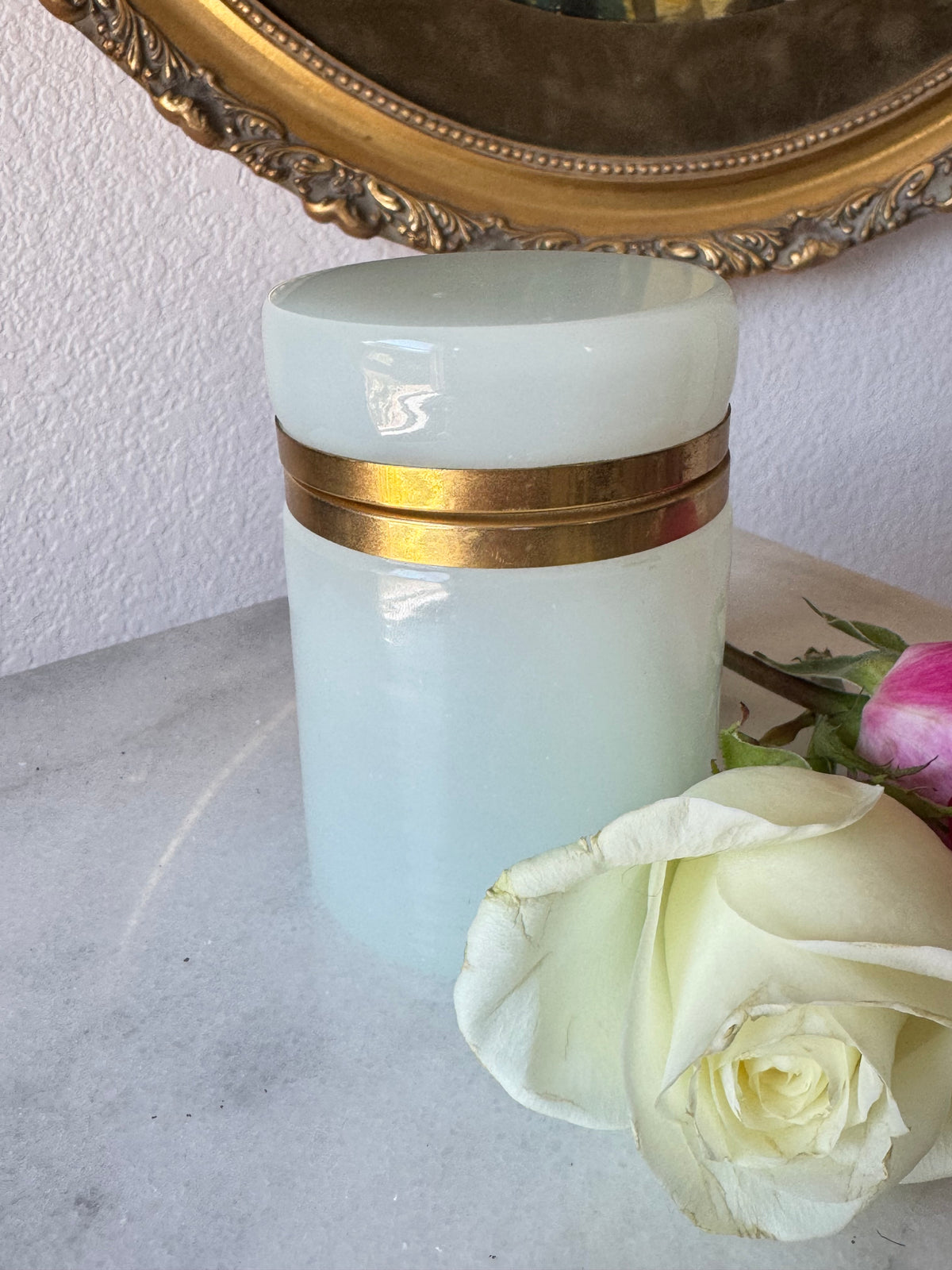 Vintage White Opaline Casket