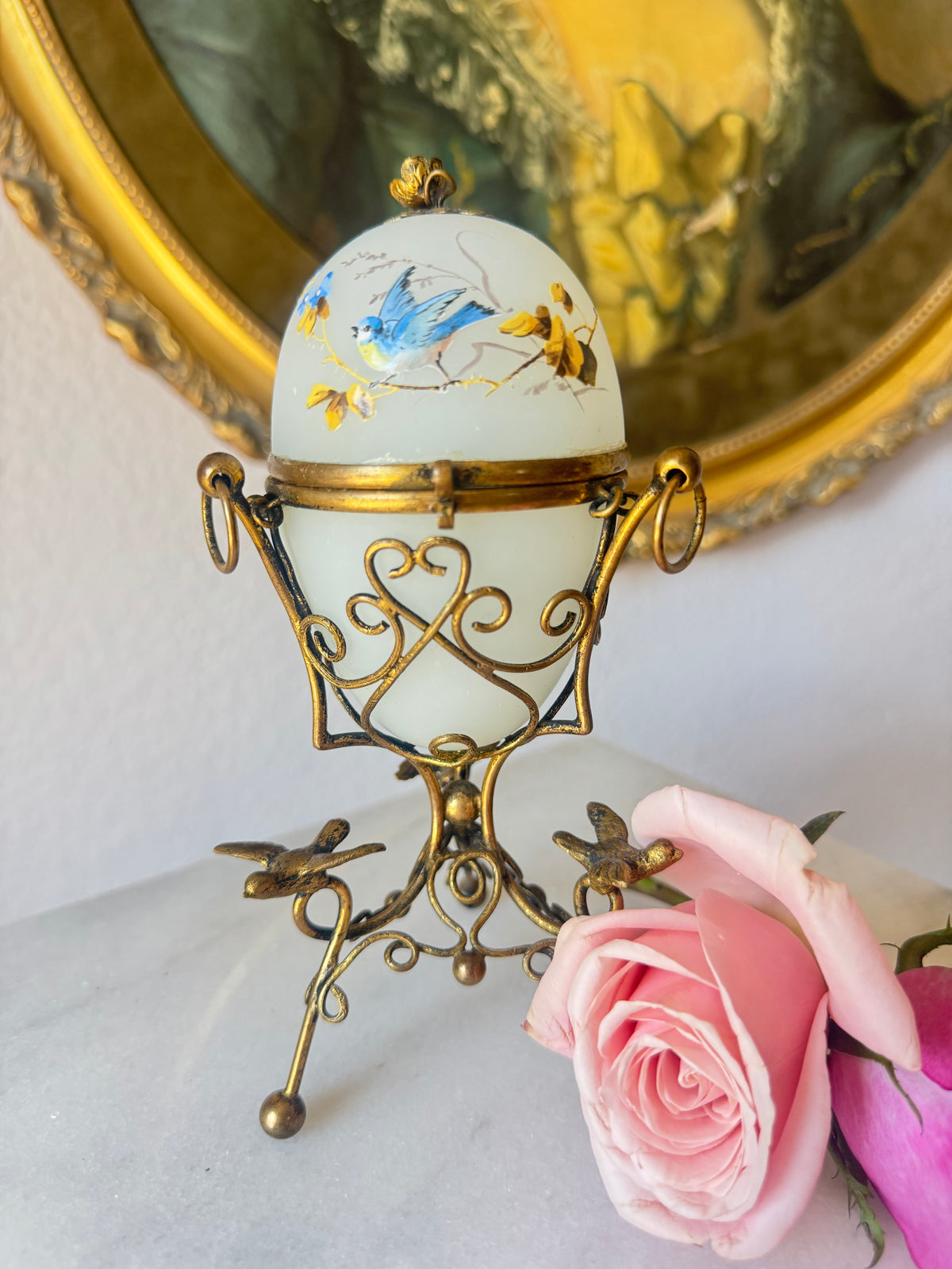 Palais Royal White Opaline Egg Casket