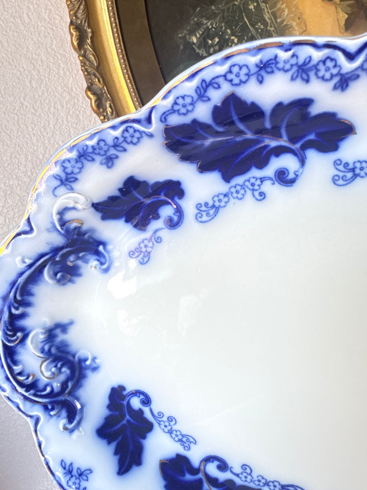 Antique Johnson Brothers Normandy Flow Blue Platter
