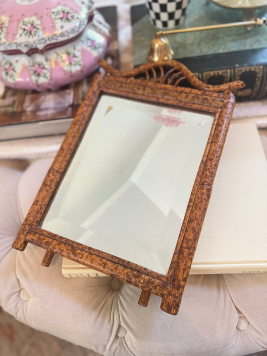 Vintage Burnt Tiger Bamboo Vanity Mirror