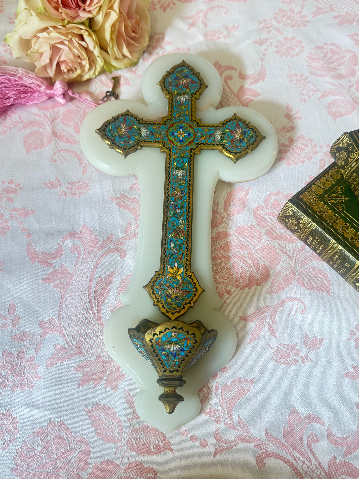 *Reserved* XL French Champlevé Holy Water Font