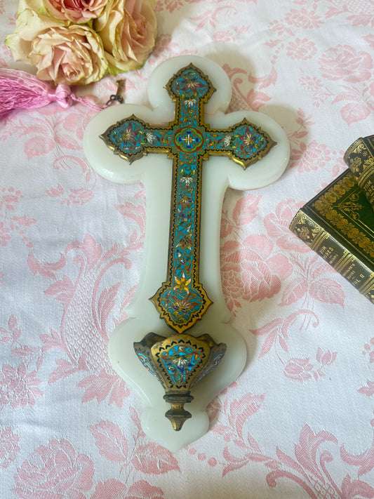 *Reserved* XL French Champlevé Holy Water Font