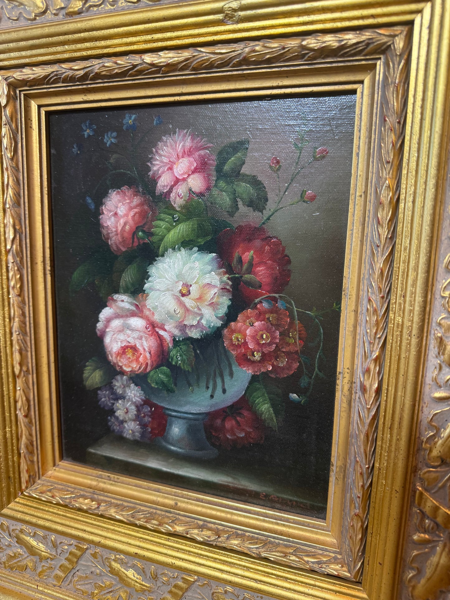 Vintage Oil on Canvas Floral Painting