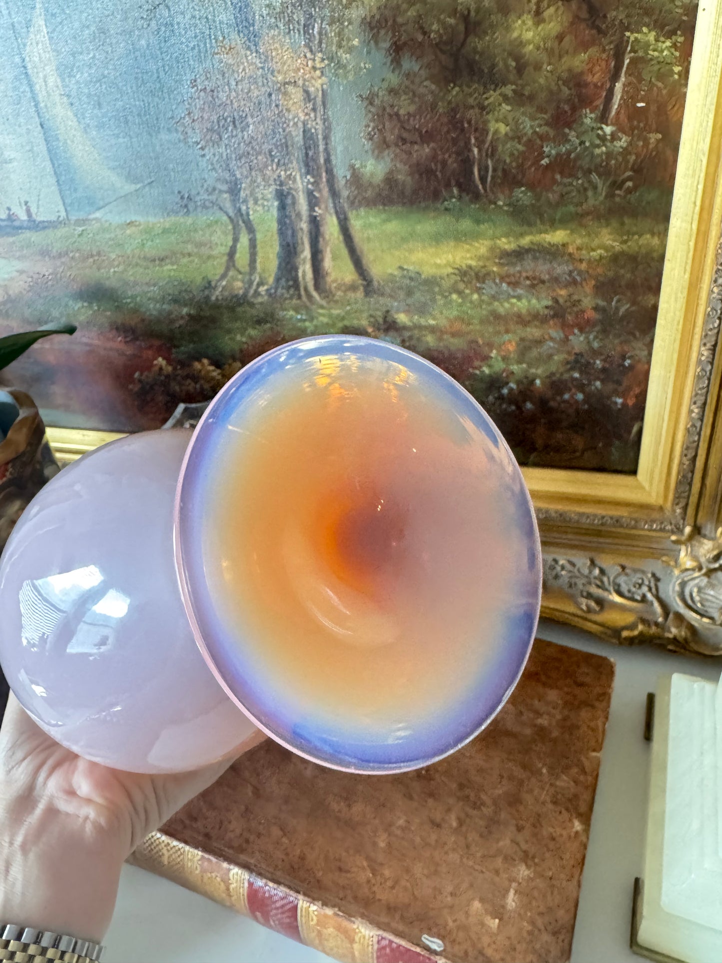 Rare French Antique Opaline Pink Vase