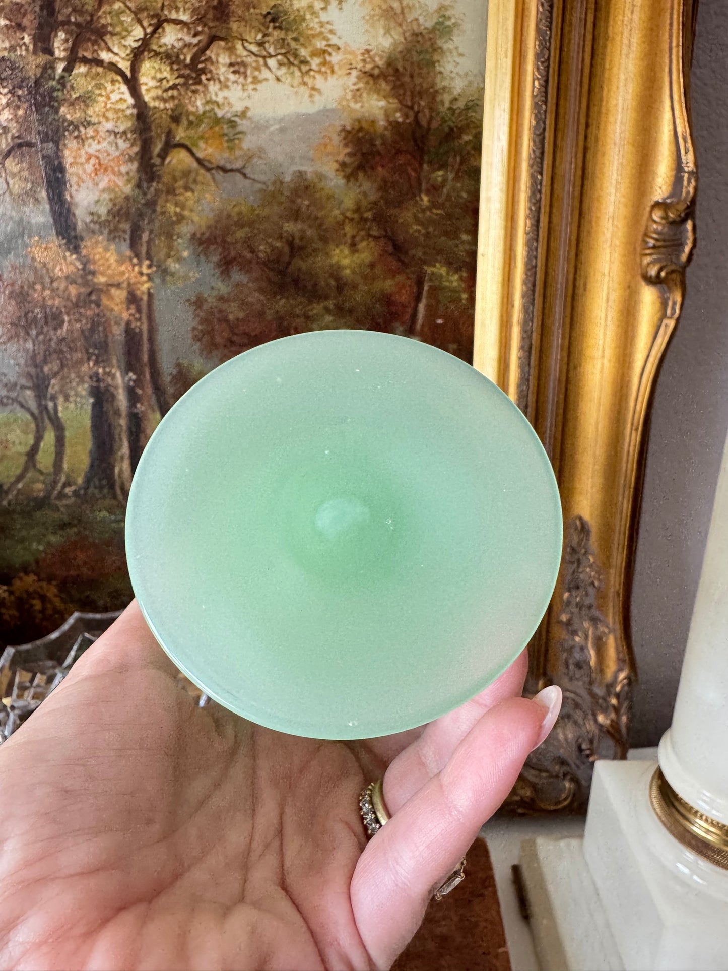 Antique French Jade Green Opaline Vase