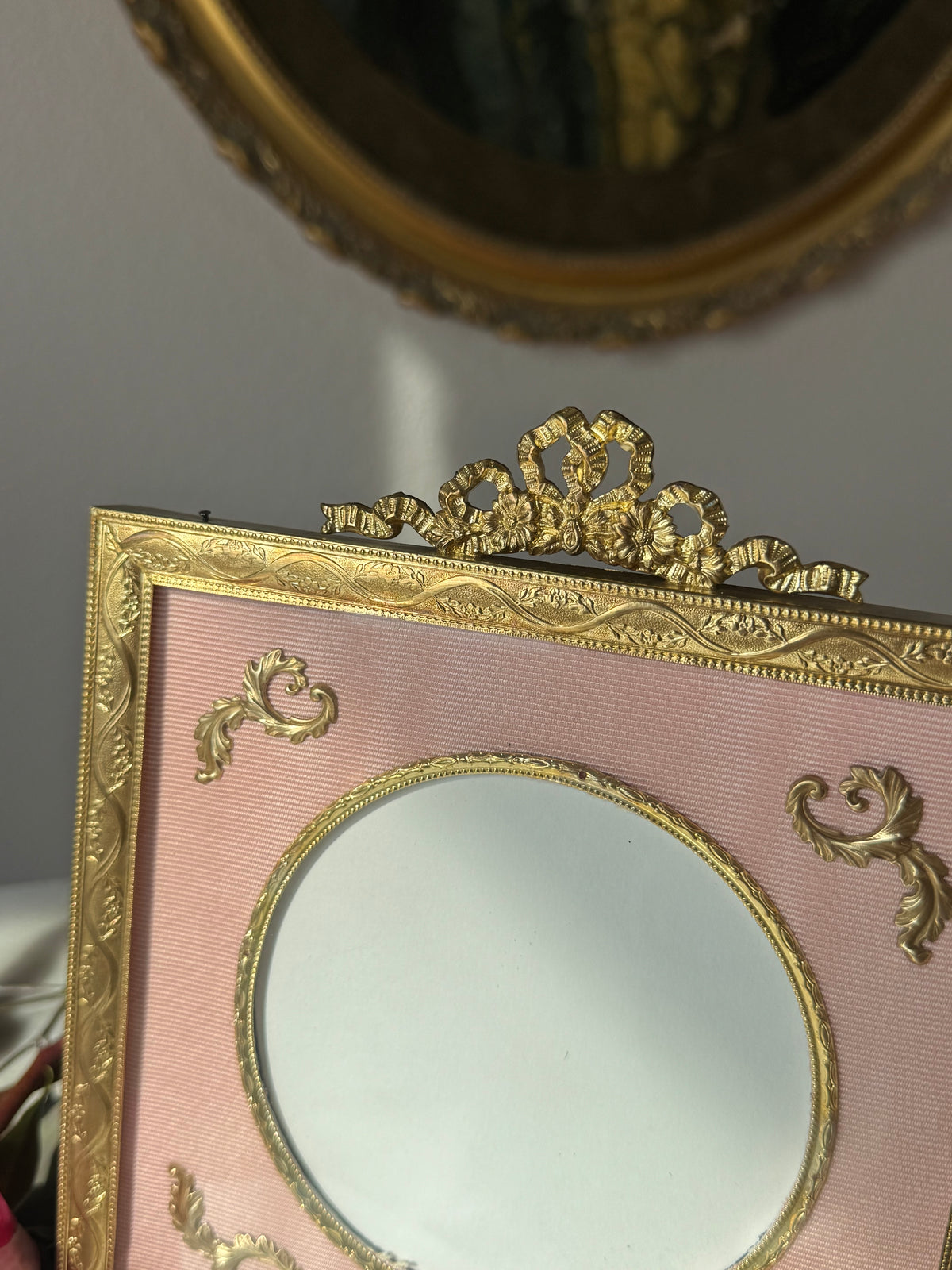 Empire Style Gilt Frame with Pink Silk Mat