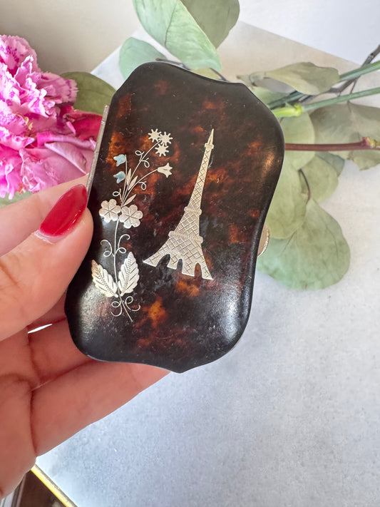 Antique French Tortoiseshell Eiffel Tower Coin Purse, Paris Souvenir circa 1889