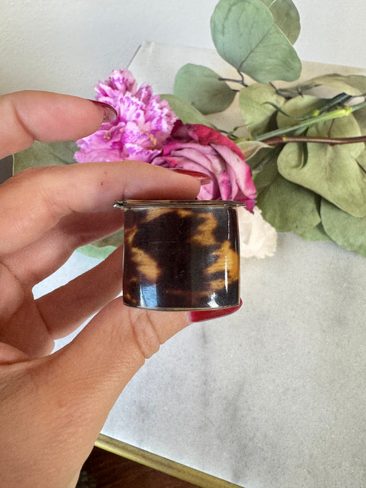 Antique French Blonde Tortoiseshell Pill Box with Gilt Brass Lining