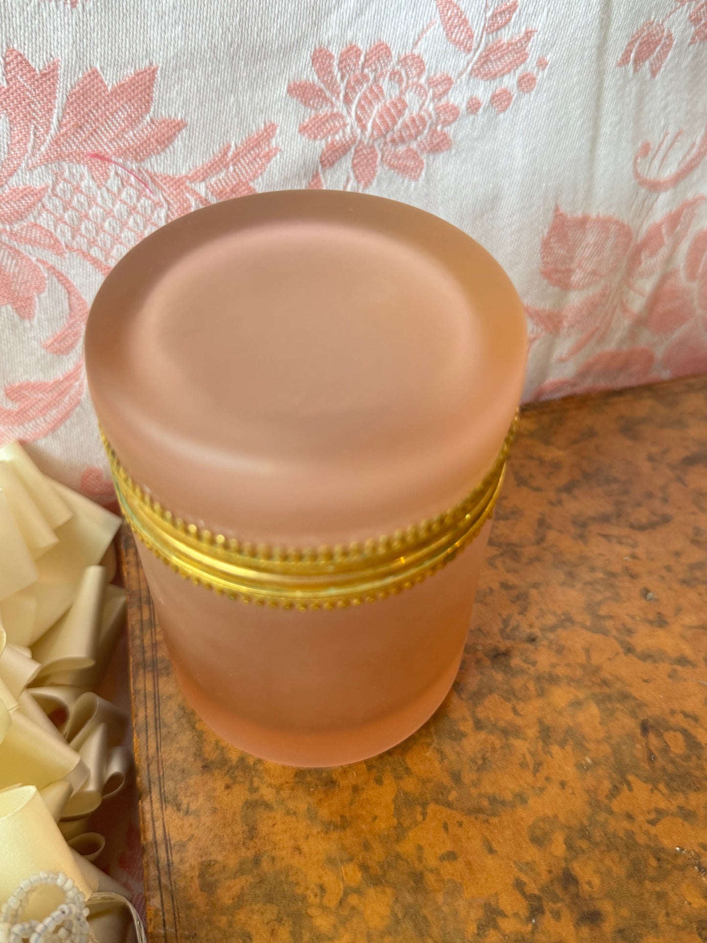 Vintage Pink Satin Opaline Casket