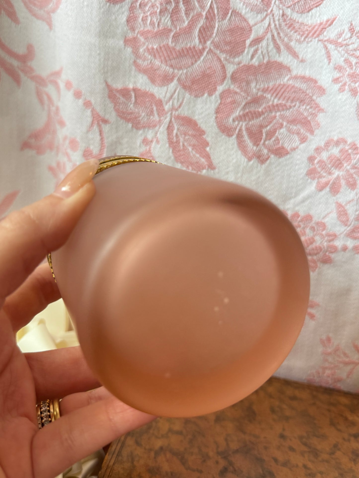 Vintage Pink Satin Opaline Casket