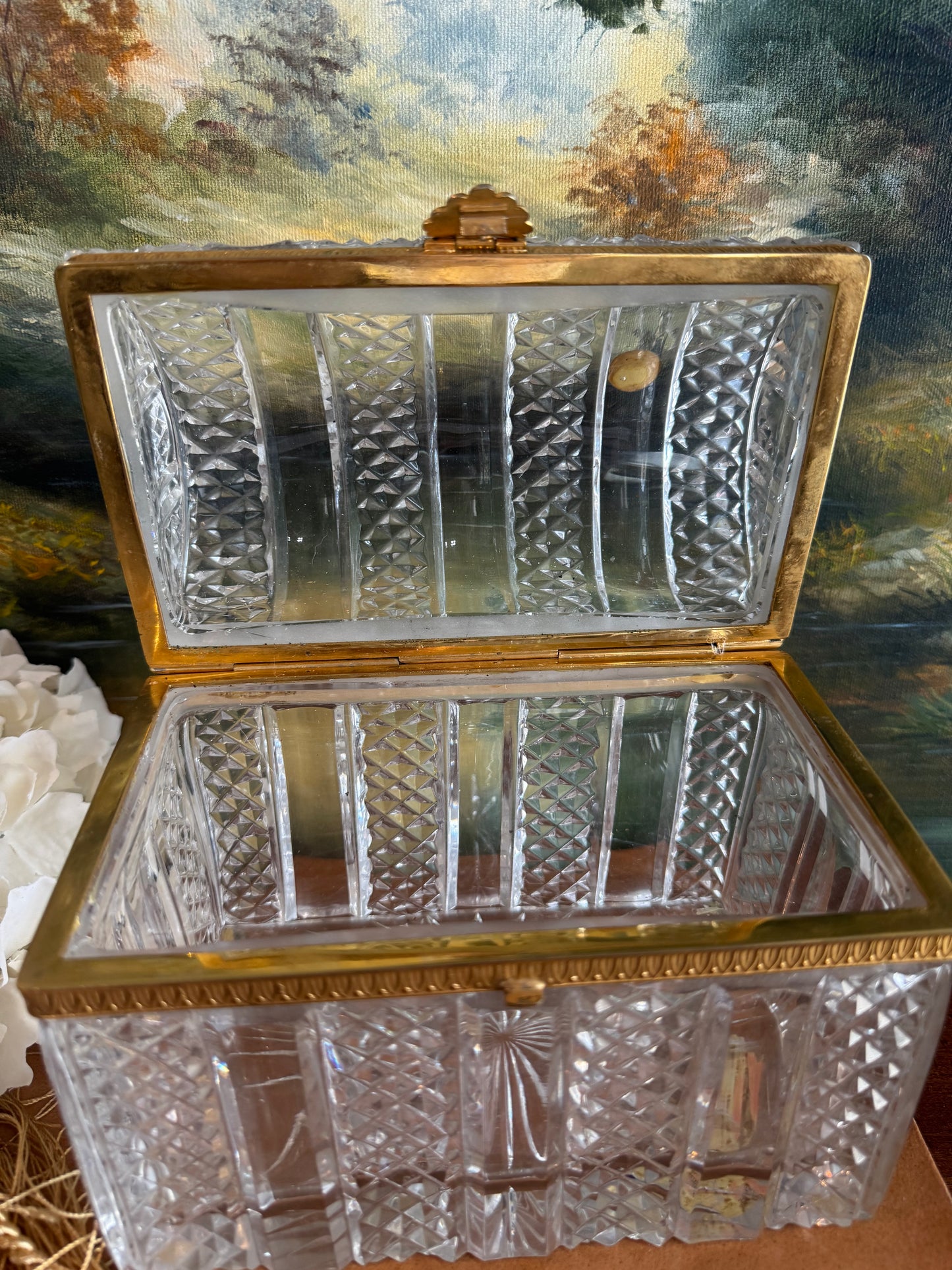 Large French Domed Cut Crystal Casket