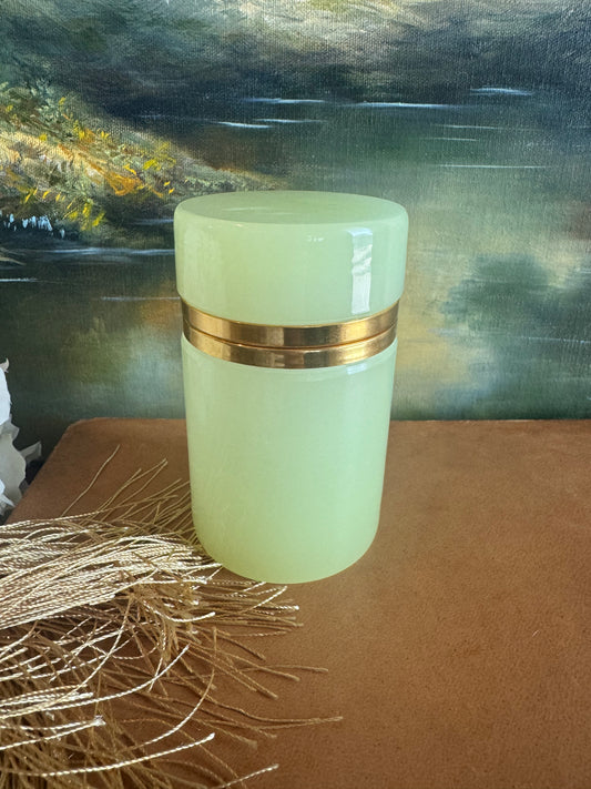 Vintage Murano Yellow Opaline Cylinder Casket