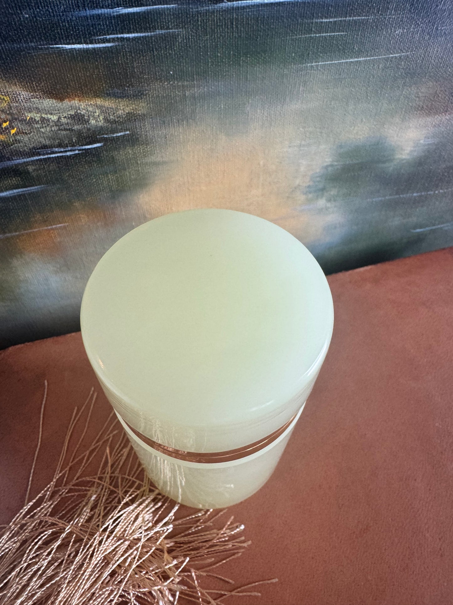 Vintage Murano Yellow Opaline Cylinder Casket