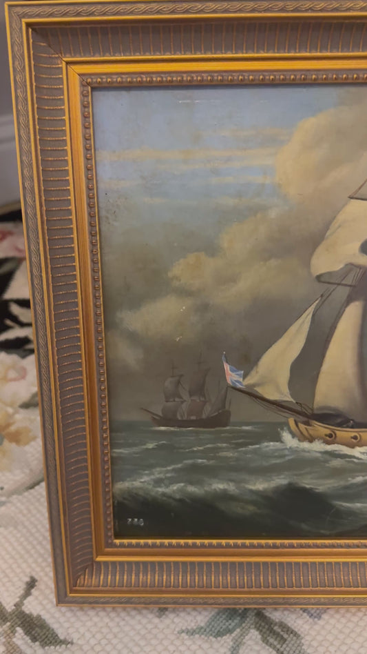 Antique Maritime Ship Painting